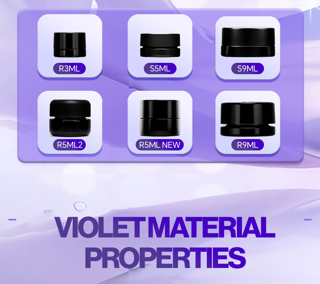 Multiple Child Proof Small Round Base UV-Resistant Violet Glass Concentrate Screw Top Jar